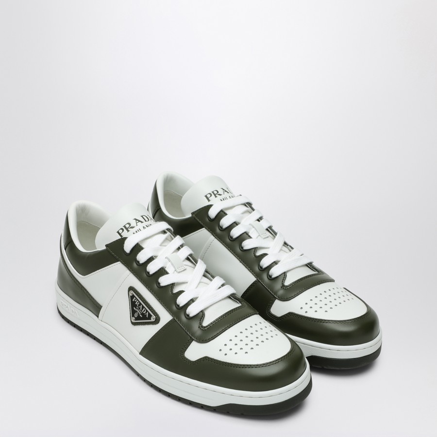 Prada White/Military green leather sneaker Downtown | TheDoubleF