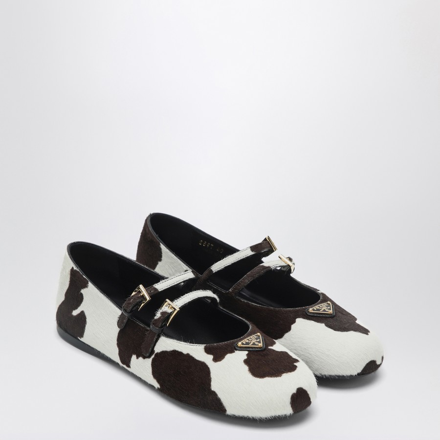 Prada White/dark brown ballerinas with animal print | TheDoubleF