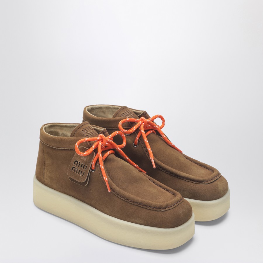 Miu Miu Platform ankle boots in cinnamon suede | TheDoubleF