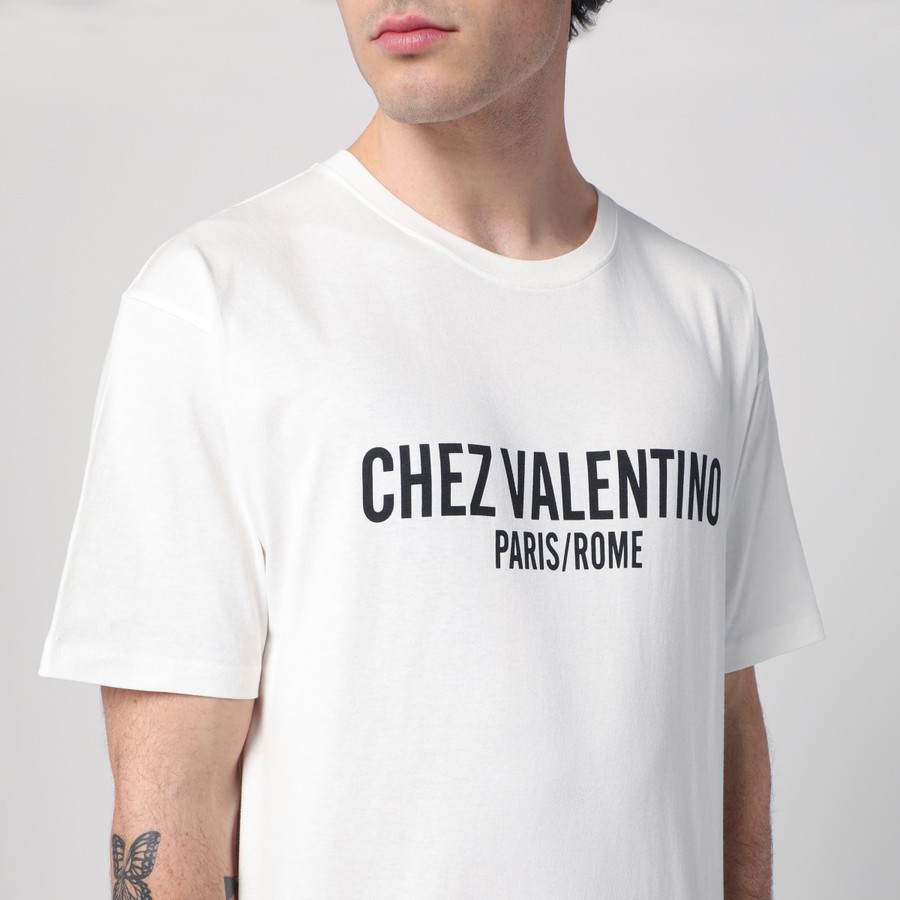 Valentino Ivory T-shirt with Chez Valentino print | TheDoubleF