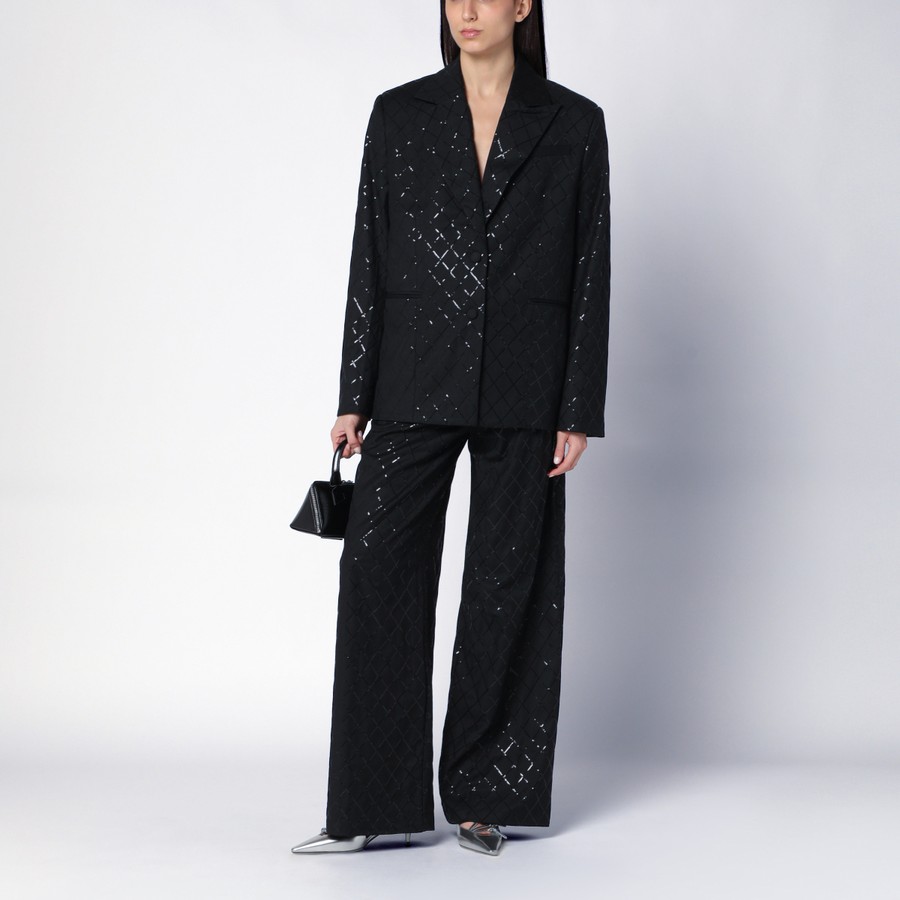 ジャケット ROTATE Birger Christensen Black oversize blazer with sequins ROTATE Birger Christensen Black oversize blazer with sequins