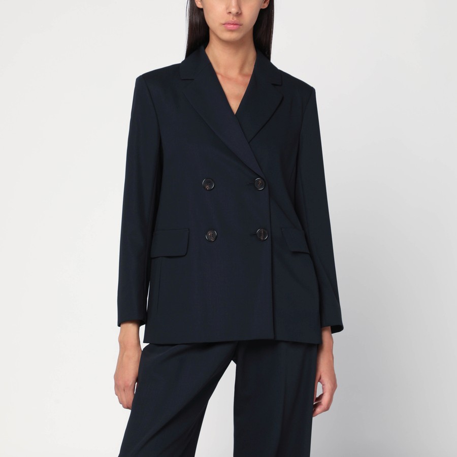 ジャケット 'S Max Mara Double-breasted jacket in midnight blue crepe wo S Max Mara Double-breasted jacket in midnight blue crêpe
