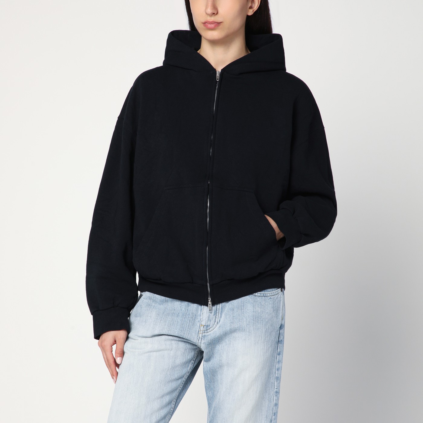 Balenciaga Washed black Flipped Uni Regular Fit zip hoodie