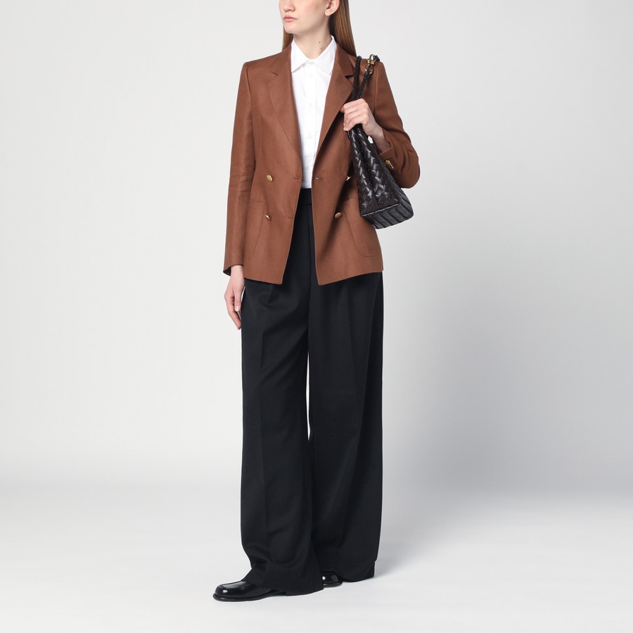 Tagliatore Brown linen double-breasted jacket | TheDoubleF