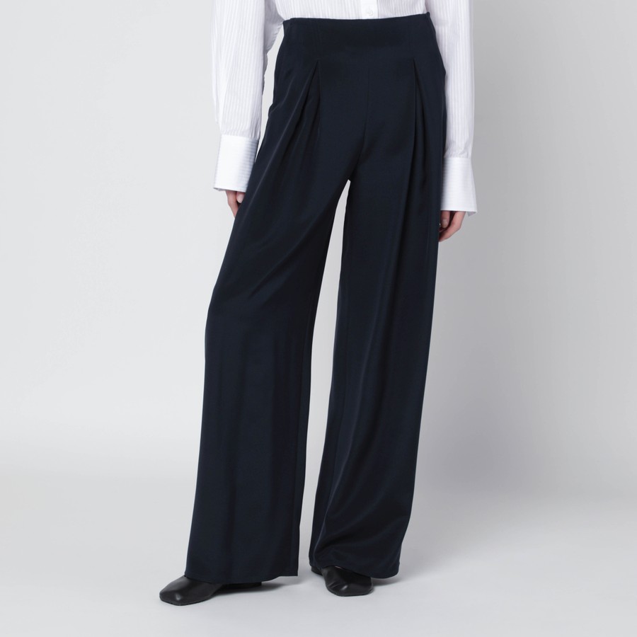 Max Mara Navy silk-blend trousers | TheDoubleF