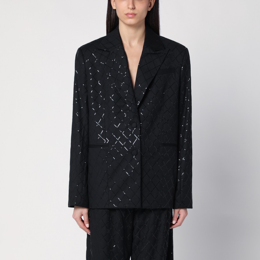 ジャケット ROTATE Birger Christensen Black oversize blazer with sequins ROTATE Birger Christensen Black oversize blazer with sequins