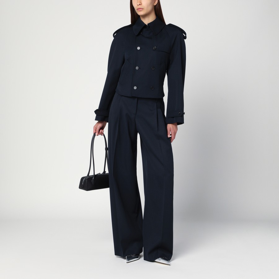 ジャケット ALEXANDER MCQUEEN SHORT DOUBLE-BREASTED NAVY BLUE JACKET Alexander McQueen Short double-breasted navy blue jacket
