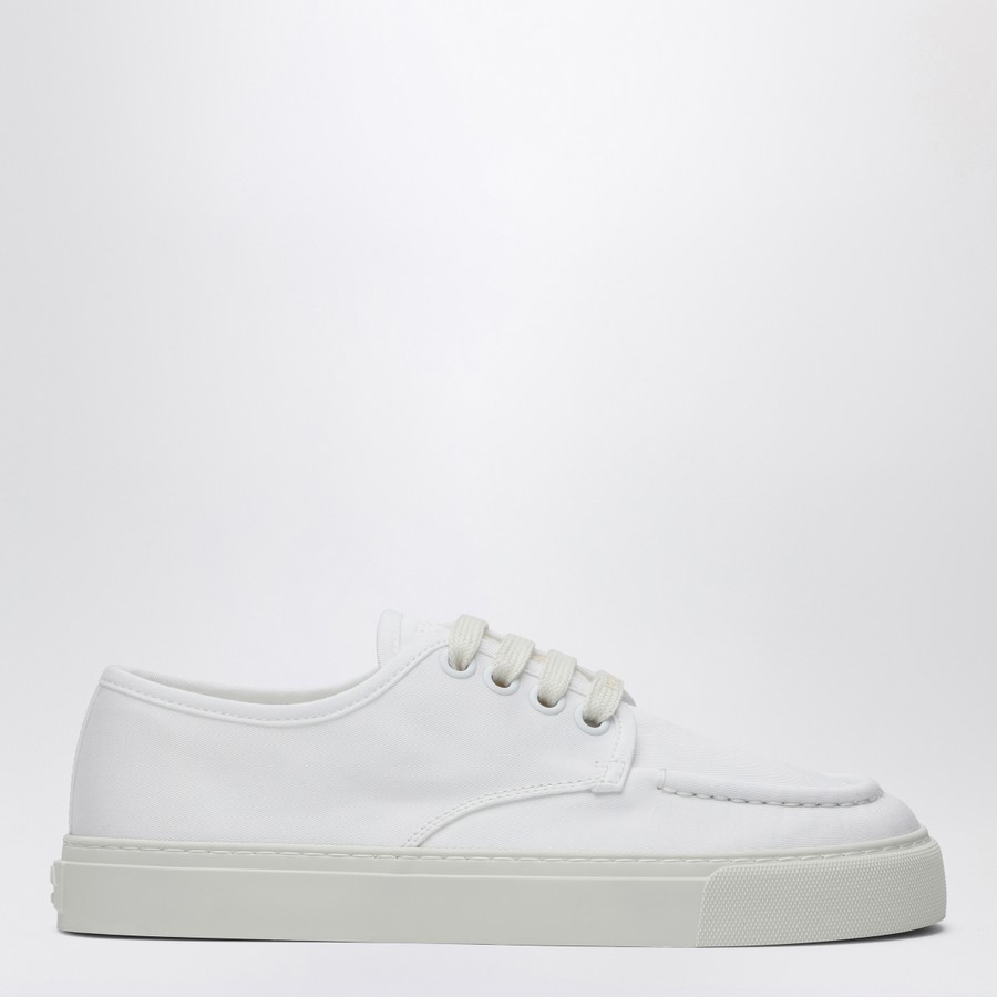 スニーカー PRADA WHITE SNEAKER IN COTTON CANVAS Prada White sneaker in cotton canvas | TheDoubleF