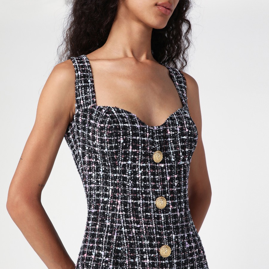 Balmain Tweed mini dress with buttons | TheDoubleF