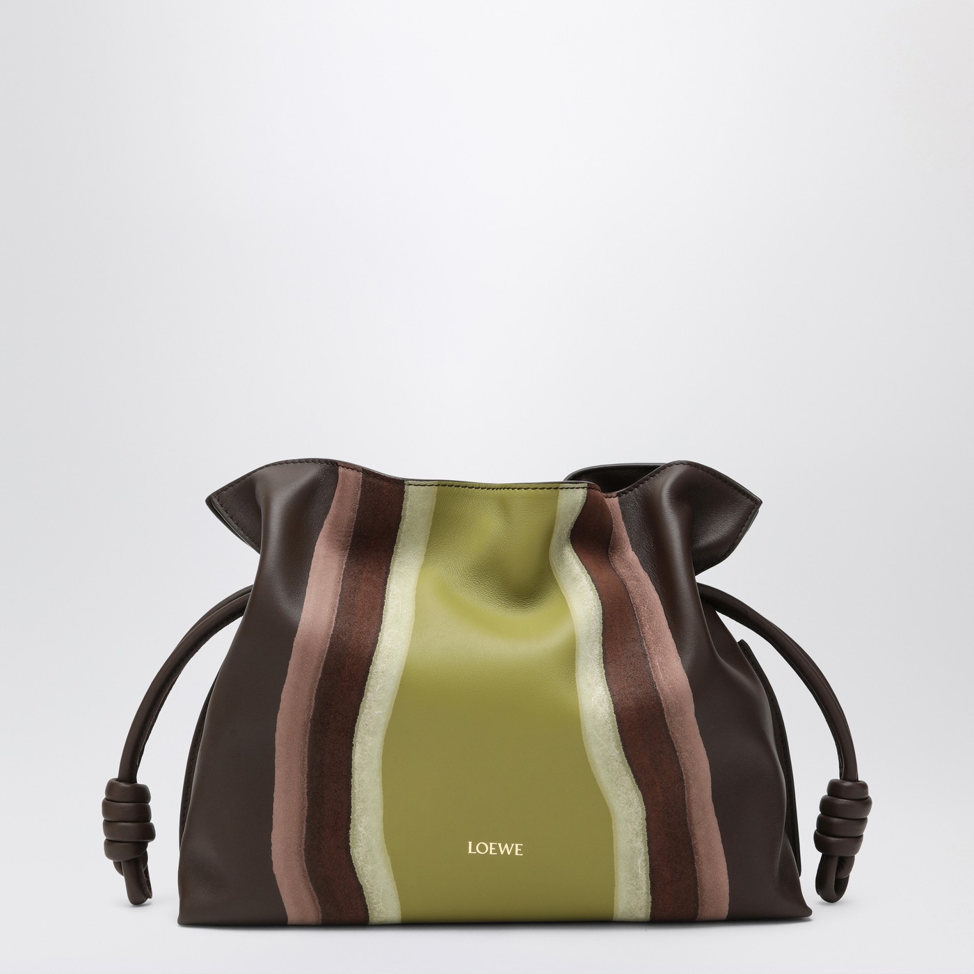 クラッチバッグ LOEWE FLAMENCO MEDIUM CLUTCH IN CHOCOLATE/LIGHT MOSS Loewe Flamenco medium clutch in Chocolate/Light Moss