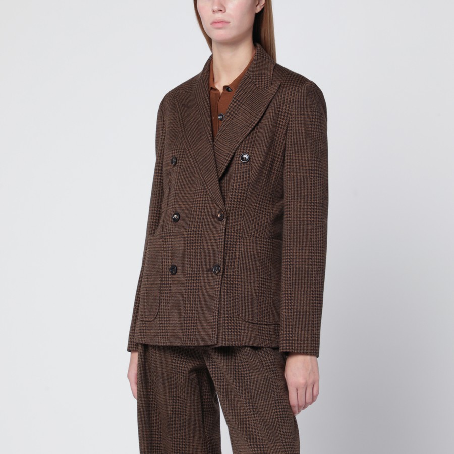 Max Mara Brown Prince of Wales double-breasted jacket