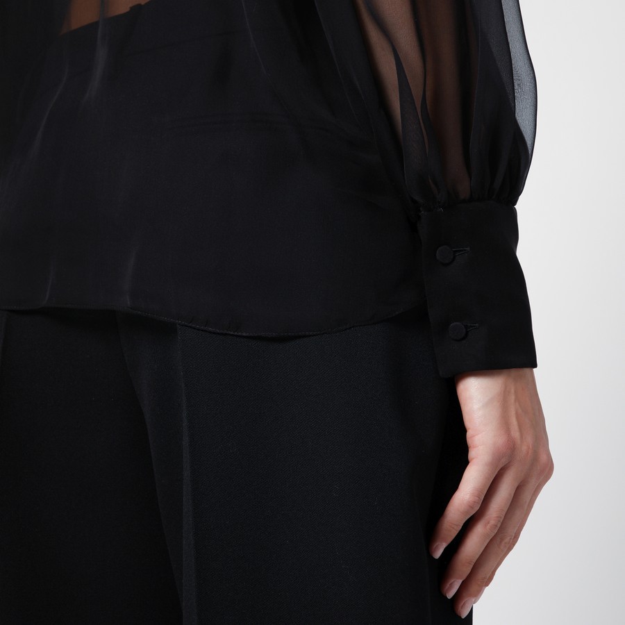 Valentino Semi-transparent black silk chiffon shirt | TheDoubleF