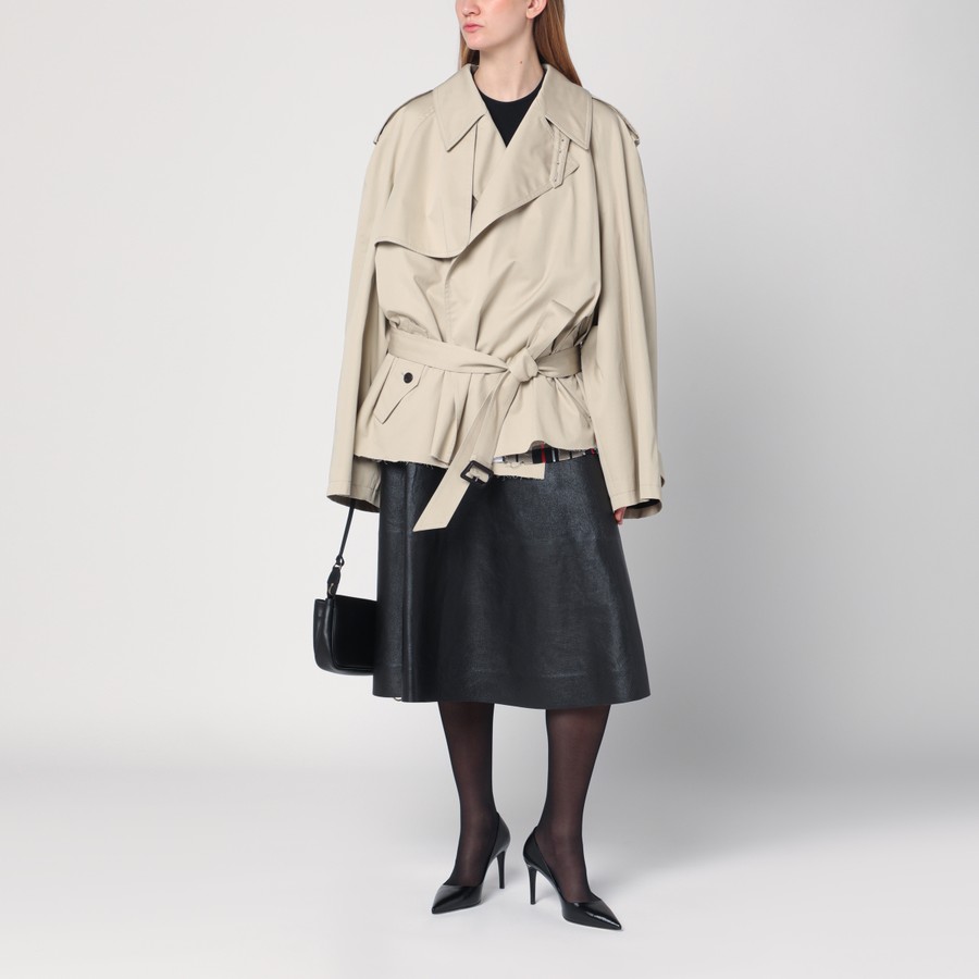 Balenciaga Beige cropped trench coat in cotton twill