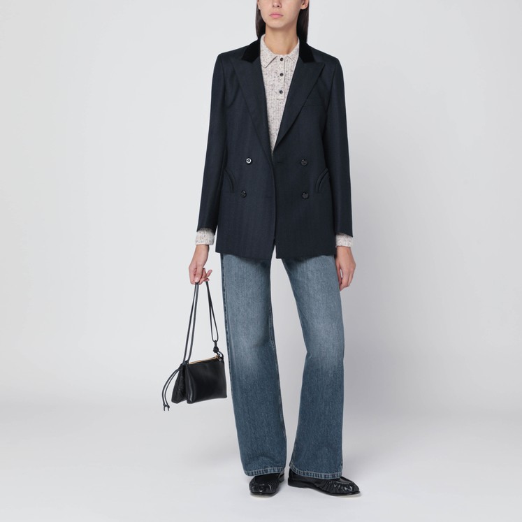 Loewe Navy blue single-breasted jacket in wool | TheDoubleF