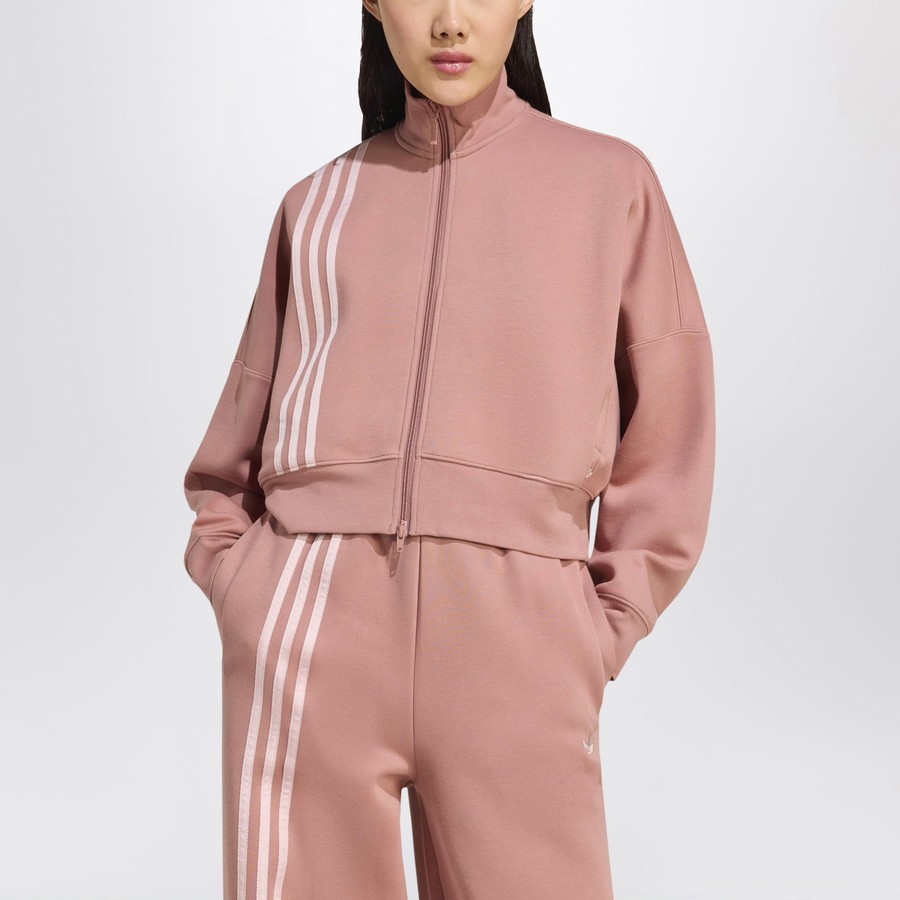 adidas Originals Off Placed 3-Stripes zip sweatshirt pink | TheDoubleF