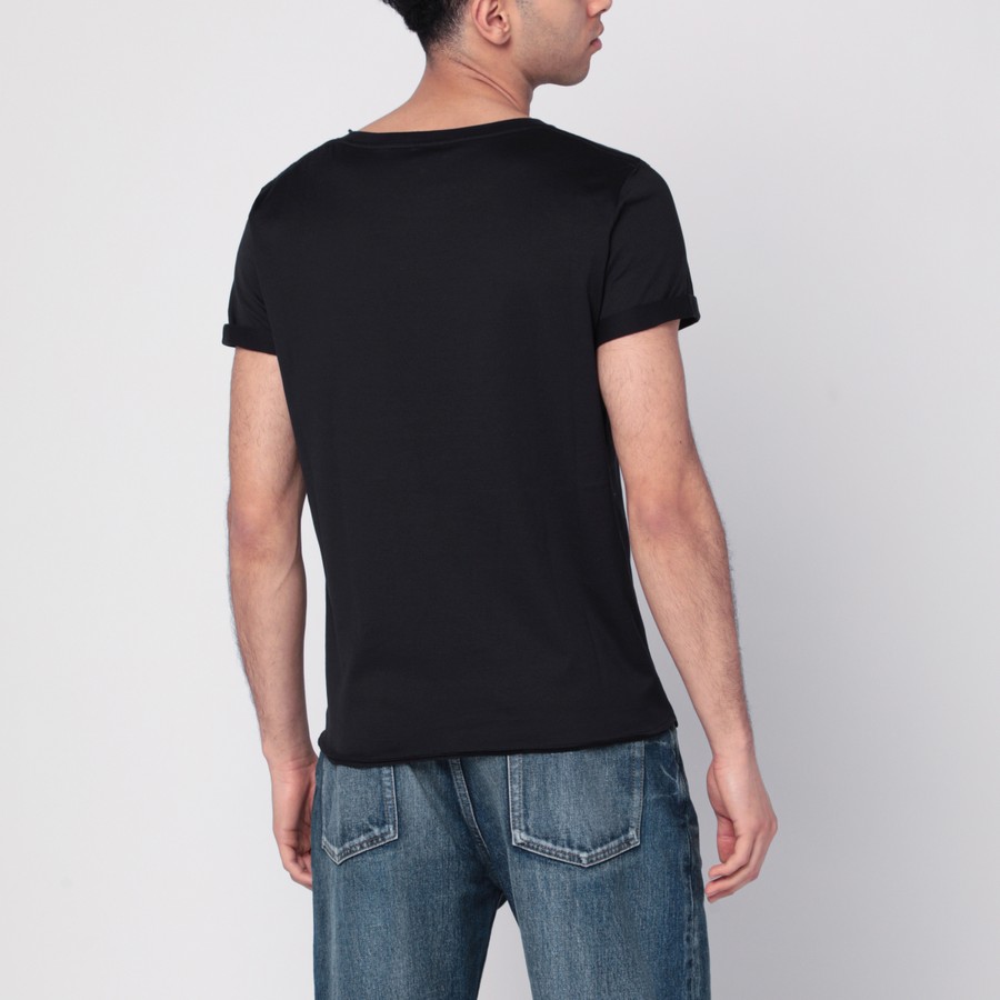 Saint Laurent Black logo-print crew-neck t-shirt | TheDoubleF
