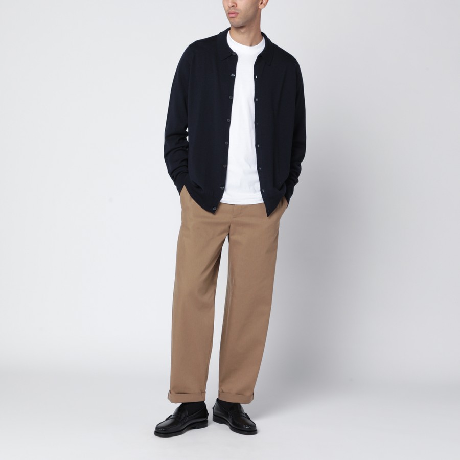 JOHN SMEDLEY Navy wool cardigan | TheDoubleF