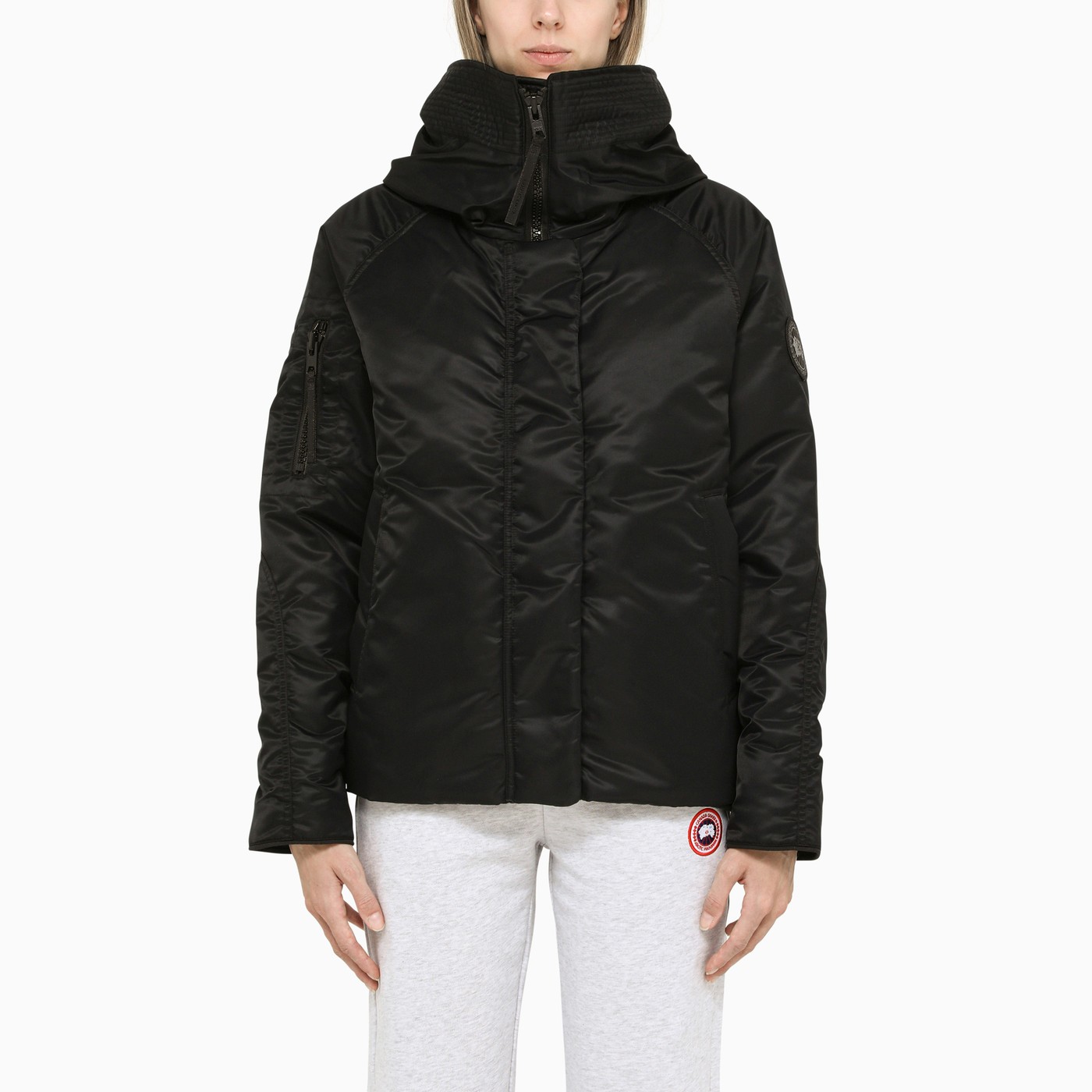Canada Goose® Everleigh Black Label shiny black bomber jacket | TheDoubleF