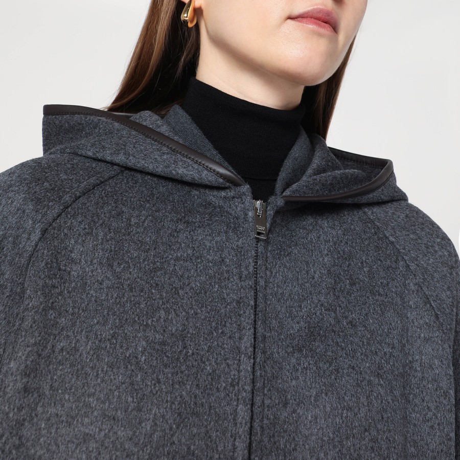 ジャケット BOTTEGA VENETA Dark grey wool jacket (834986V4CB0 1307) Bottega Veneta Grey wool hooded jacket | TheDoubleF