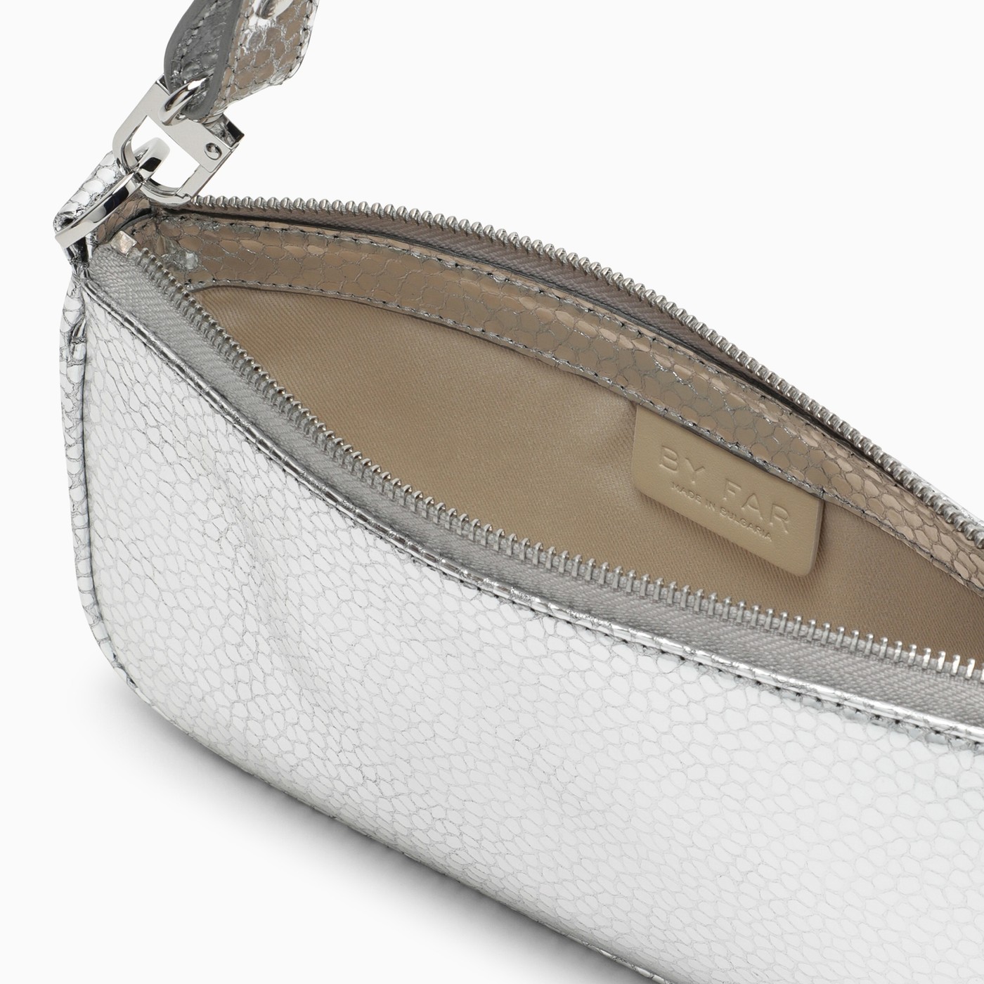 BY FAR Rachel silver shoulder bag TheDoubleF
