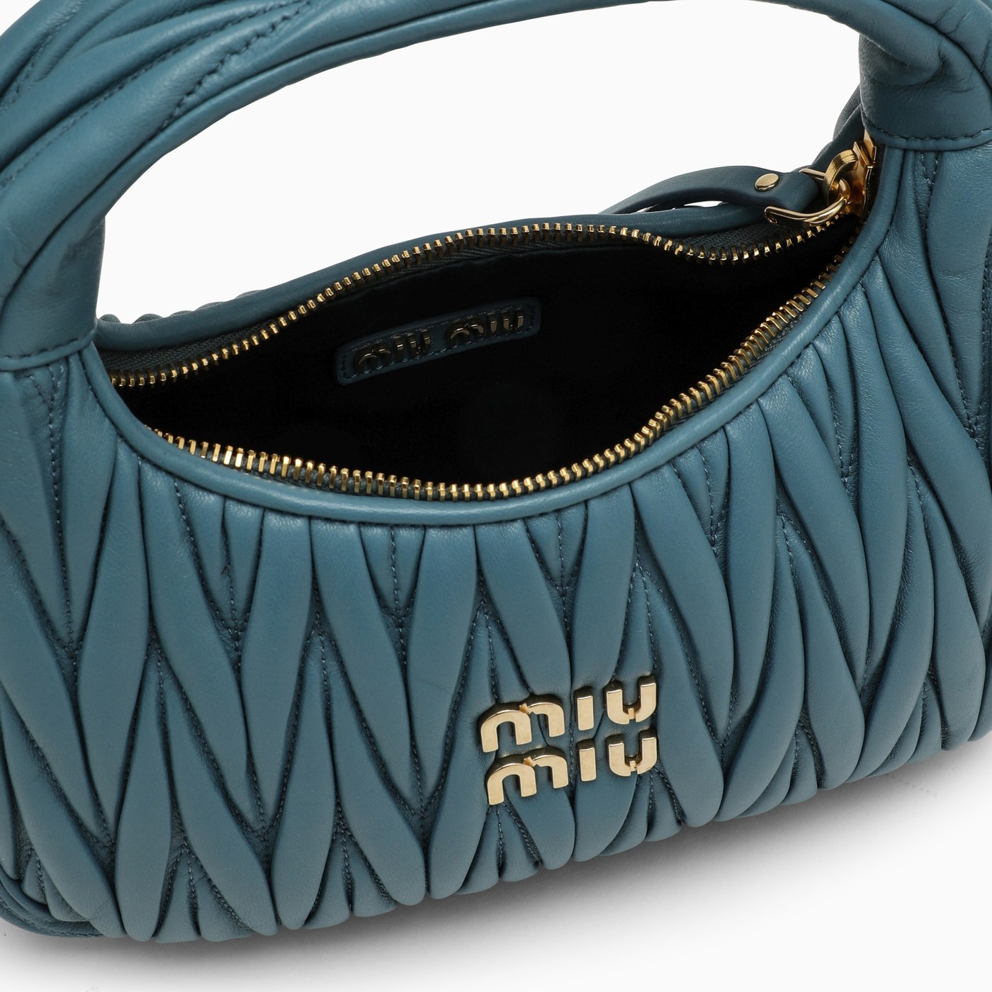 Miu Miu Sac en cuir matelassé Miu Wander bleu marine TheDoubleF