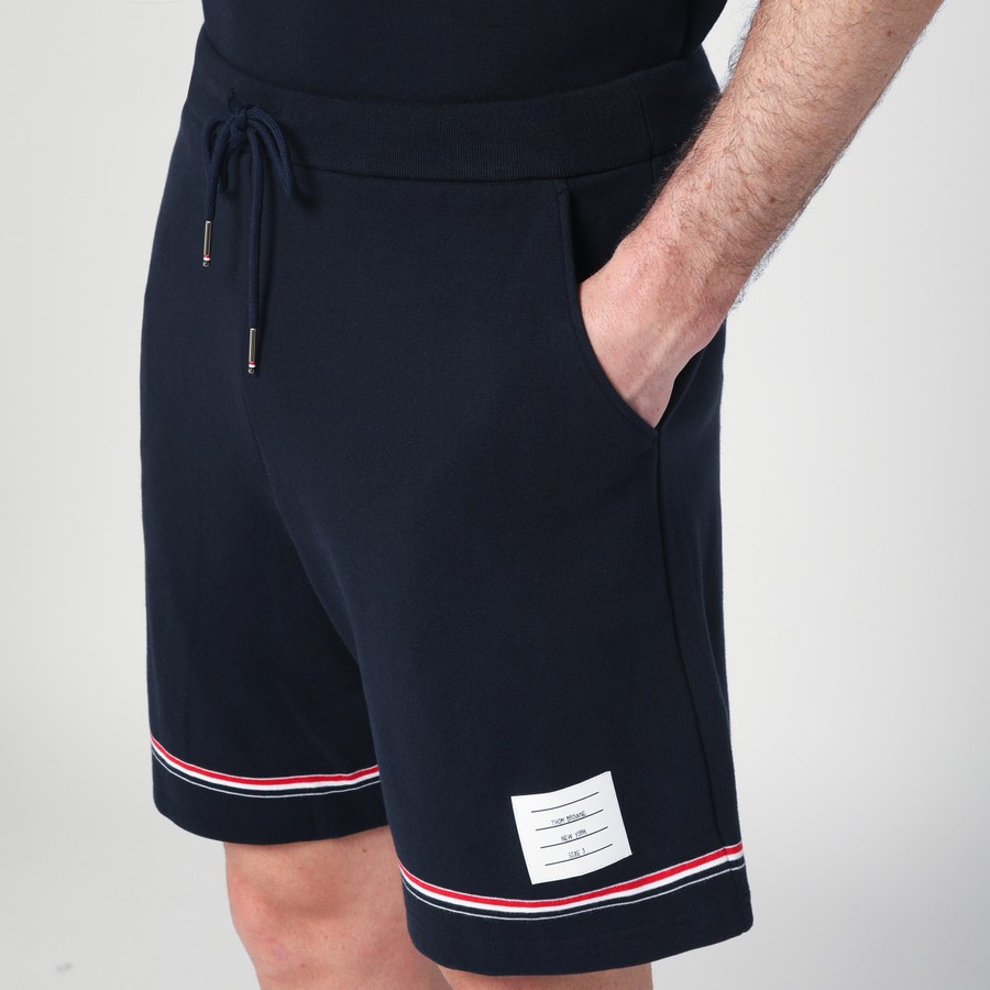 ショートパンツ THOM BROWNE Woman Short Blue FTC431A06393 415 Mid Thigh Shorts In Cotton Interlock + Eng Rwb Stripe | Thom