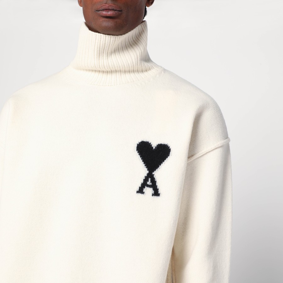 Ami Paris Turtleneck sweater Ami De Coeur white | TheDoubleF