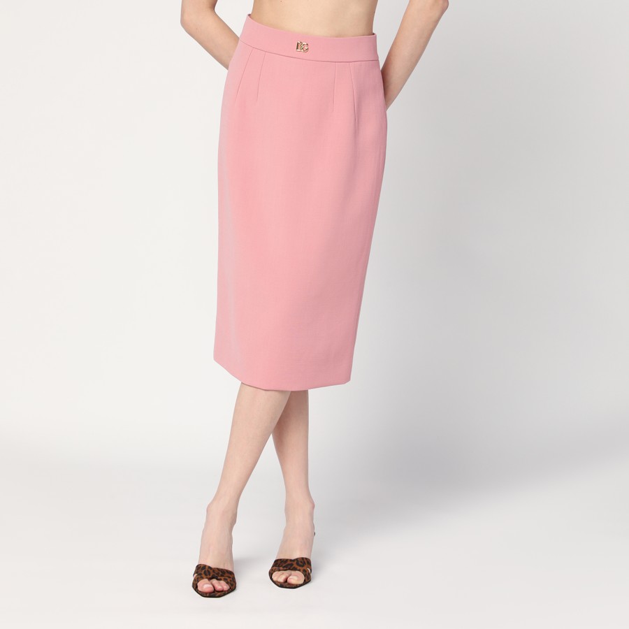 スカート Dolce&Gabbana Pink Wool Pencil Skirt DOLCE & GABBANA Skirt Pink Wool Knee Long A-Line Pencil IT36