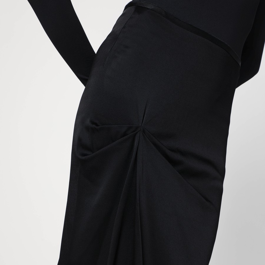 VICTORIA BECKHAM Women Skirts 1225WSK006377APL Black 関送無 Victoria Beckham Black midi skirt with draping | TheDoubleF