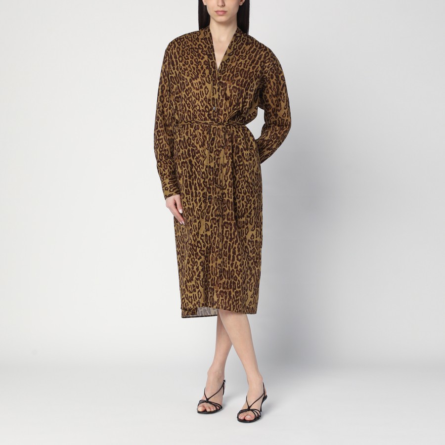 ワンピースその他 6397 Leopard-print shirt dress in cotton voile 6397 Leopard-print shirt dress in cotton voile | TheDoubleF