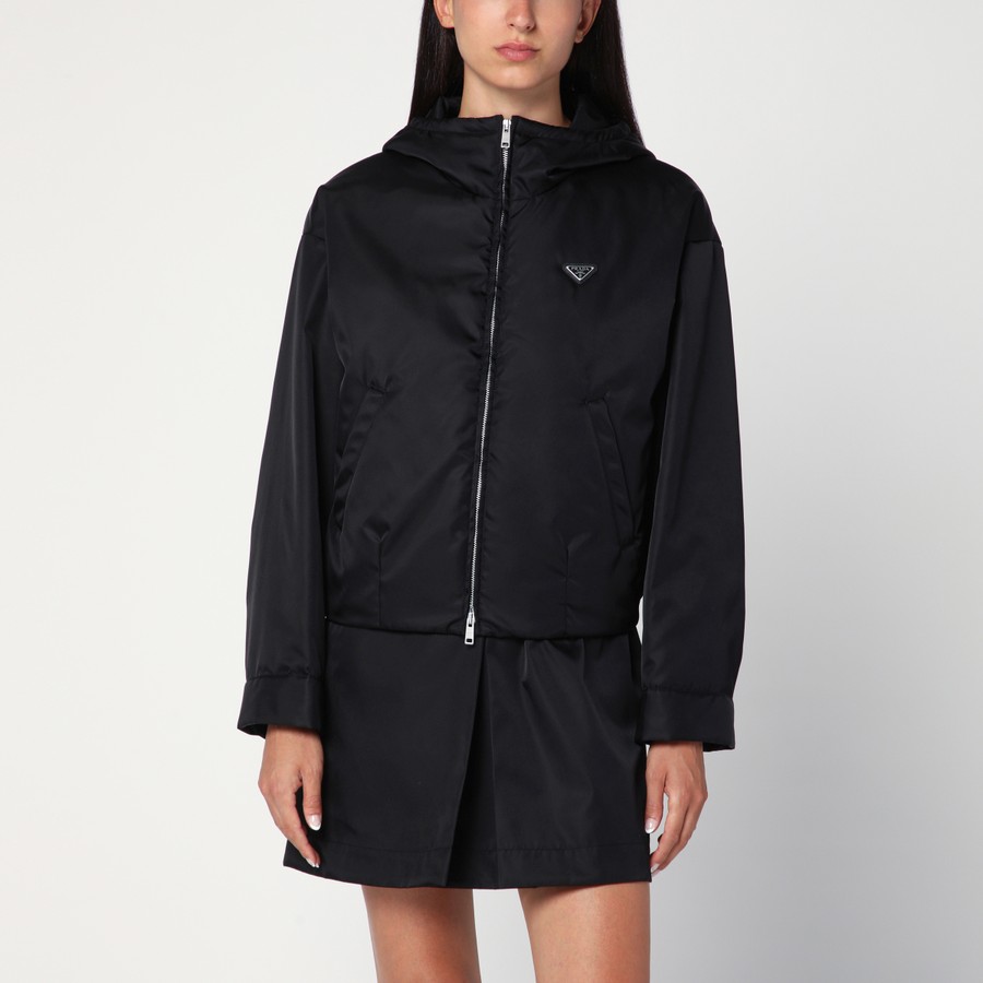 Prada Black zip jacket in Re-Nylon | TheDoubleF