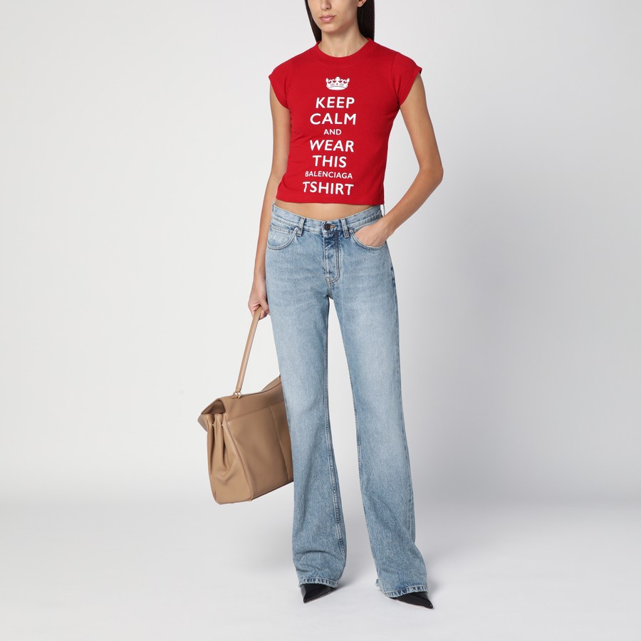 Balenciaga Red cropped t-shirt Keep Calm | TheDoubleF