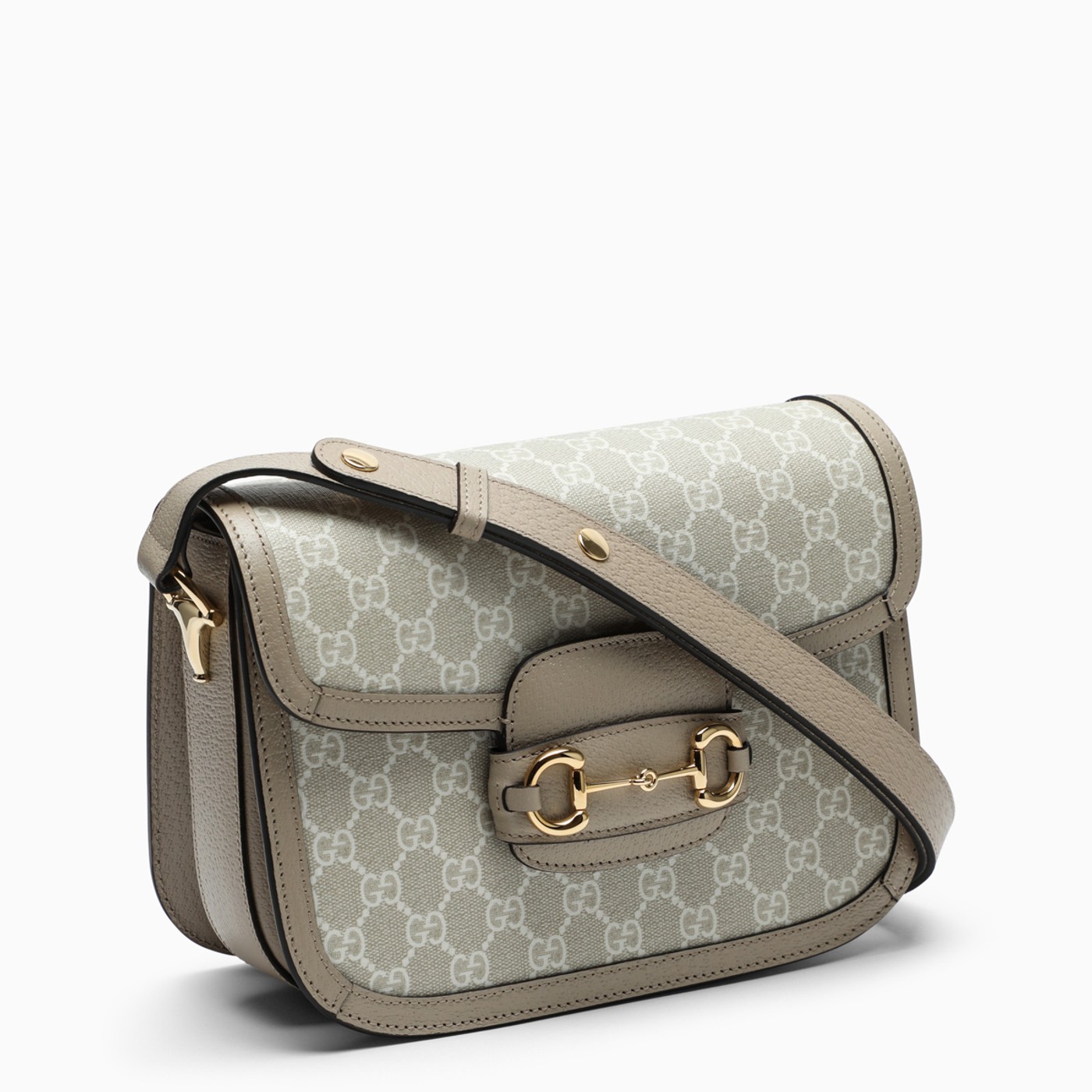 GUCCI 1955 Horsebit small beige and white crossbody bag TheDoubleF