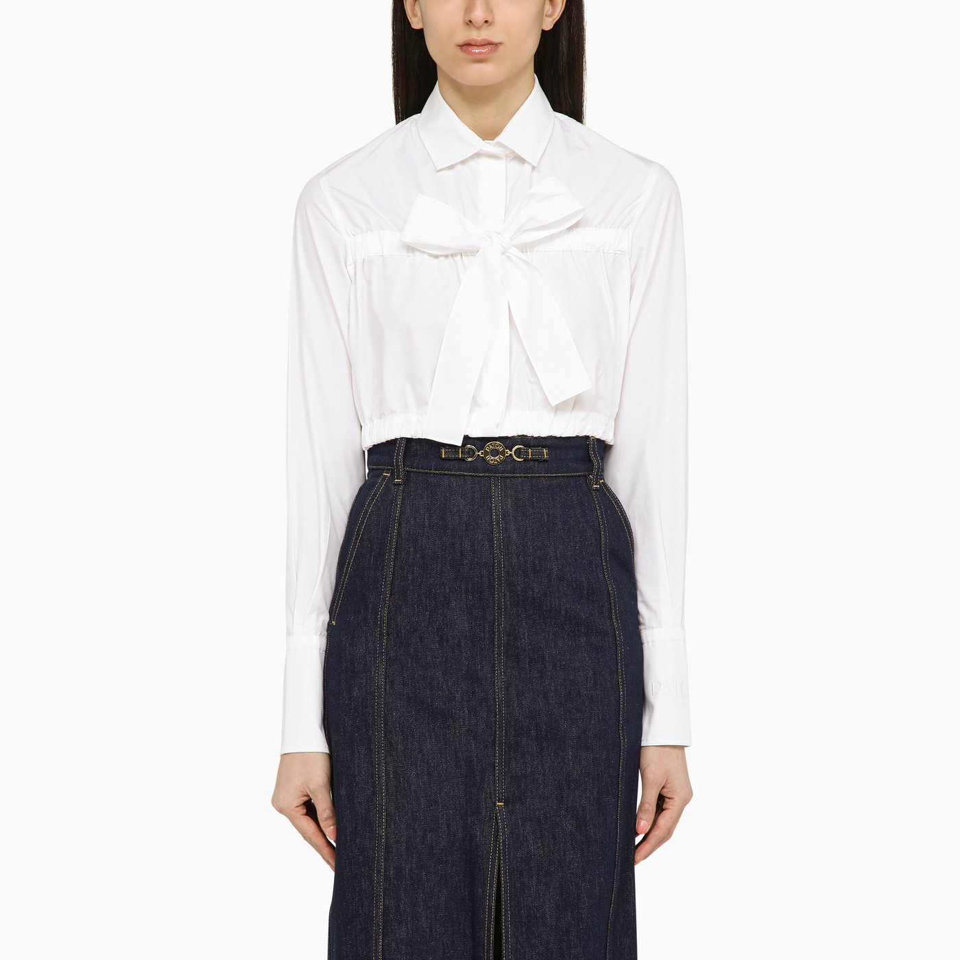Patou White cropped shirt with bow | TheDoubleF