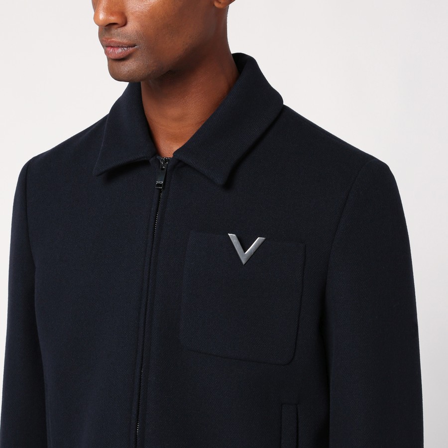 ブルゾン Valentino Garavani Navy Blue Wool Blend Jacket Valentino Navy blue wool zipped jacket | TheDoubleF