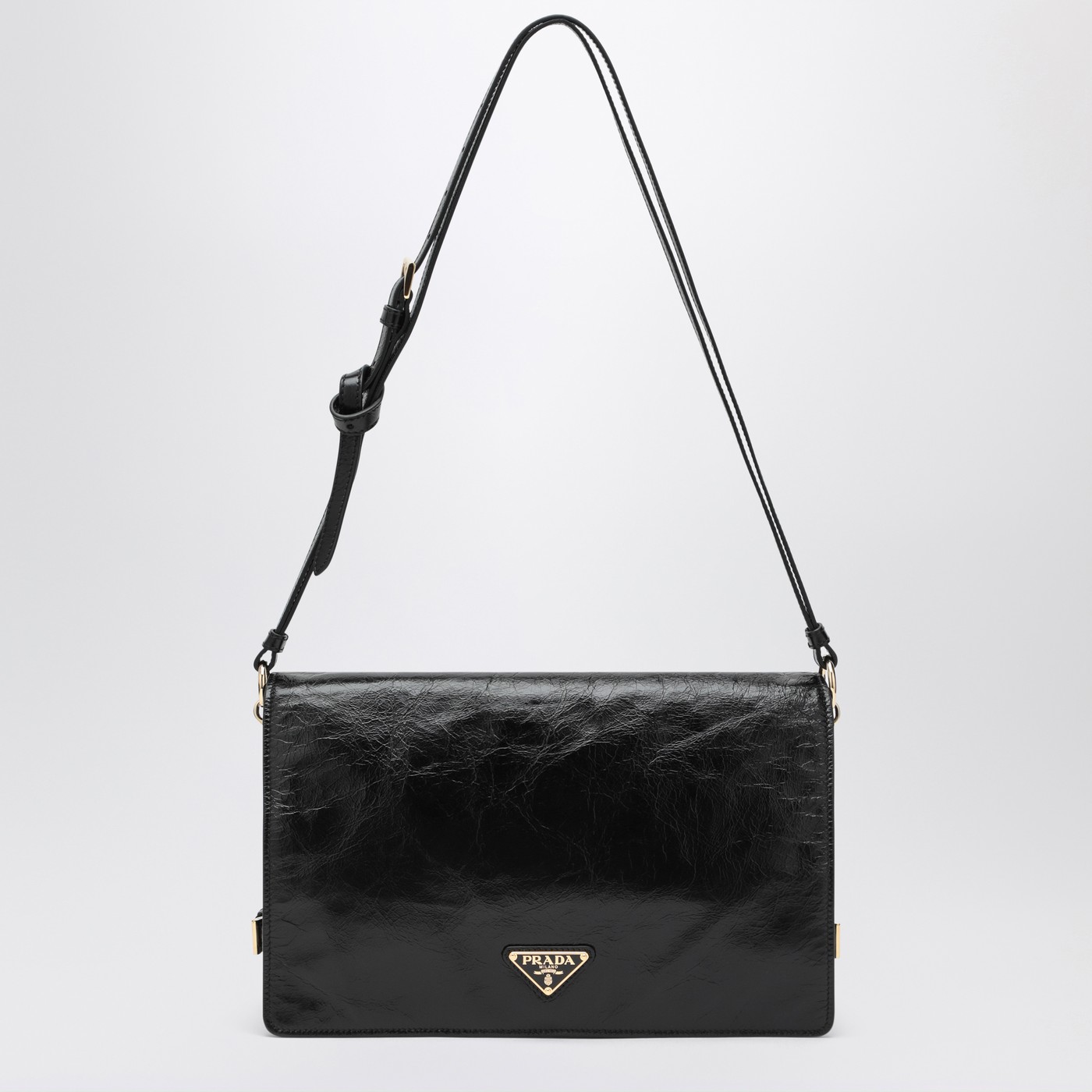 ショルダーバッグ・ポシェット PRADA Women Shoulder Bags 1BD385OVJ2CYR F0002 BLACK Prada Medium shoulder bag black in leather | TheDoubleF