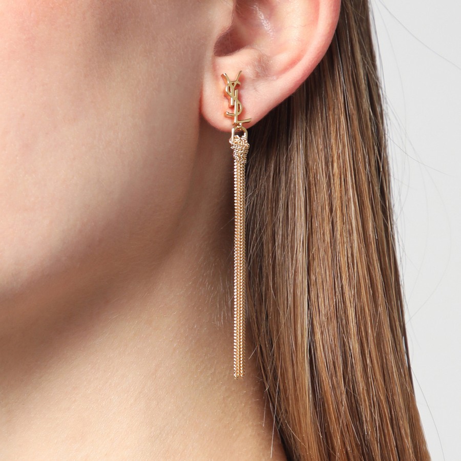 ピアス SAINT LAURENT CASSANDRE GOLD DANGLING EARRINGS Saint Laurent Cassandre gold dangling earrings | TheDoubleF