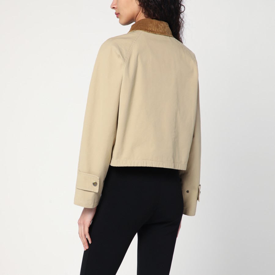 ジャケット Burberry Beige Cropped Cotton Jacket Cotton gabardine jacket in beige - Burberry | Mytheresa