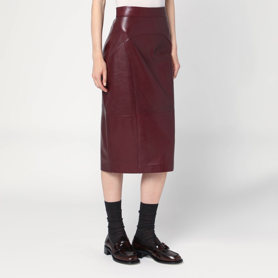 スカート MAX MARA STUDIO BORDEAUX PENCIL SKIRT IN NAPPA LEATHER Max Mara Studio Bordeaux pencil skirt in nappa leather