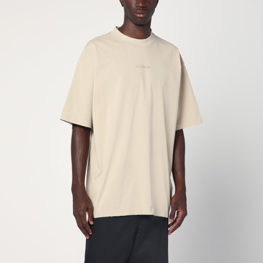Tシャツ・カットソー BALENCIAGA Men T-shirt Beige 764235TSVO9 9661 Balenciaga Beige New Balenciaga Back Medium Fit T-shirt
