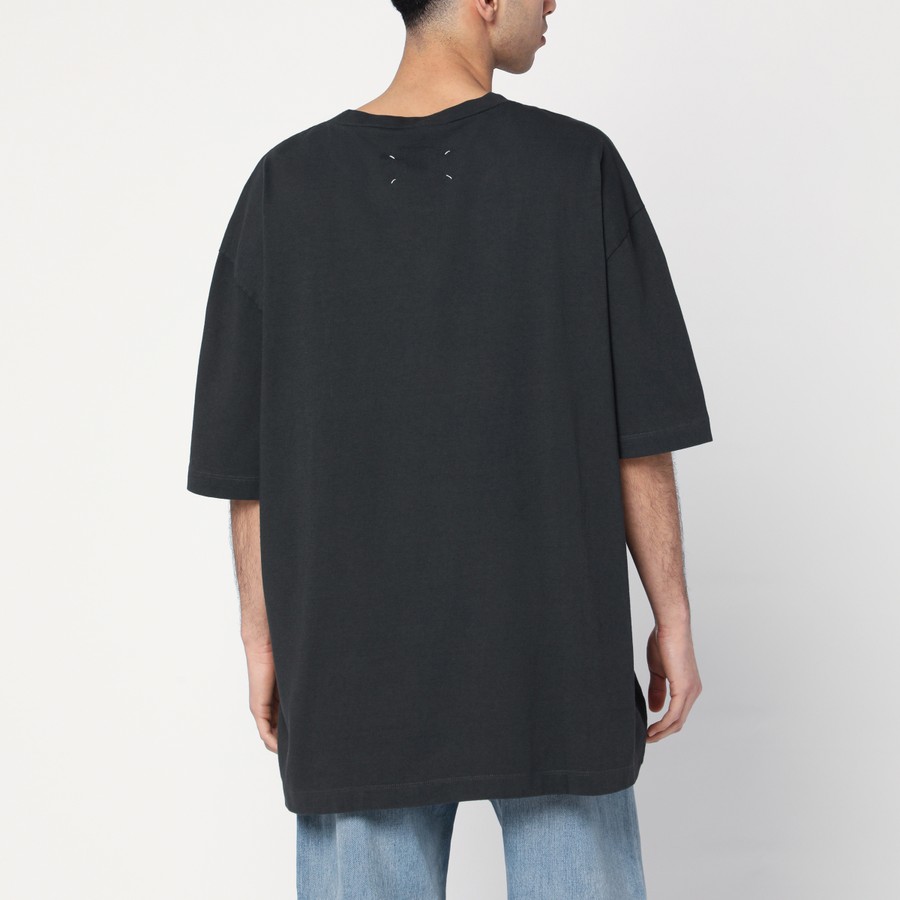 Maison Margiela Washed black T-shirt with embroidered logo