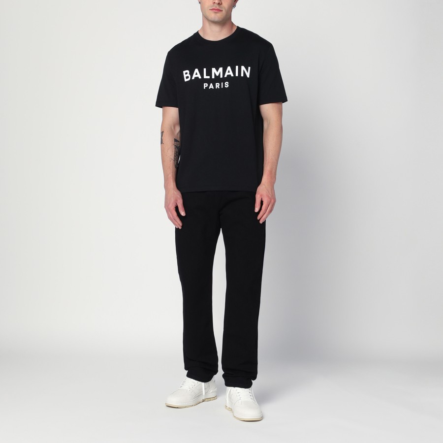 Tシャツ・カットソー Balmain Black Cotton Crewneck T-Shirt With Logo Balmain Black cotton crewneck t-shirt with logo | TheDoubleF