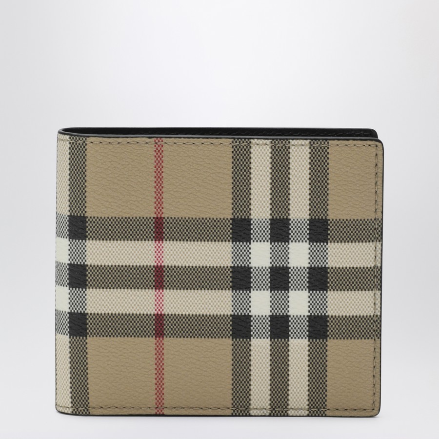 Burberry Beige Check pattern bi-fold wallet TheDoubleF