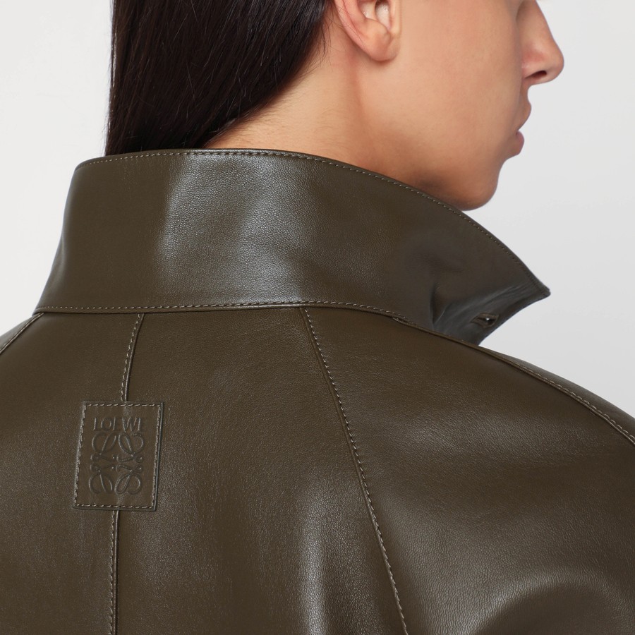 ジャケット Loewe Khaki green leather jacket with belt Loewe Khaki green leather jacket with belt | TheDoubleF