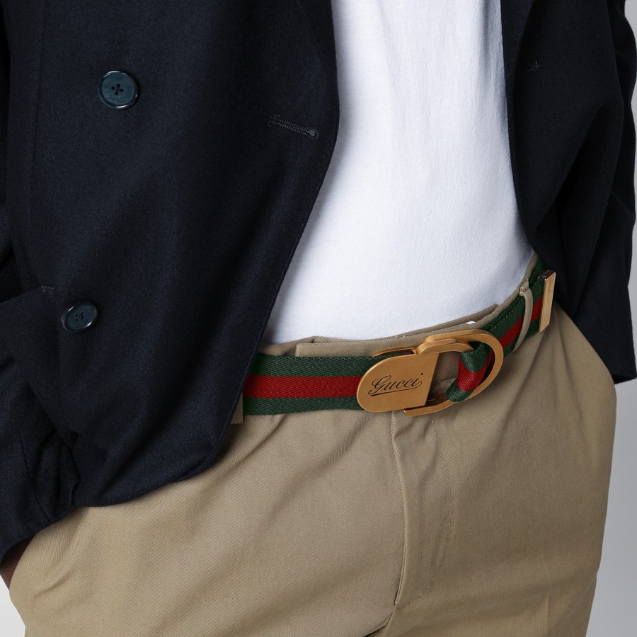 GUCCI Belt with web motif and logo buckle | TheDoubleF