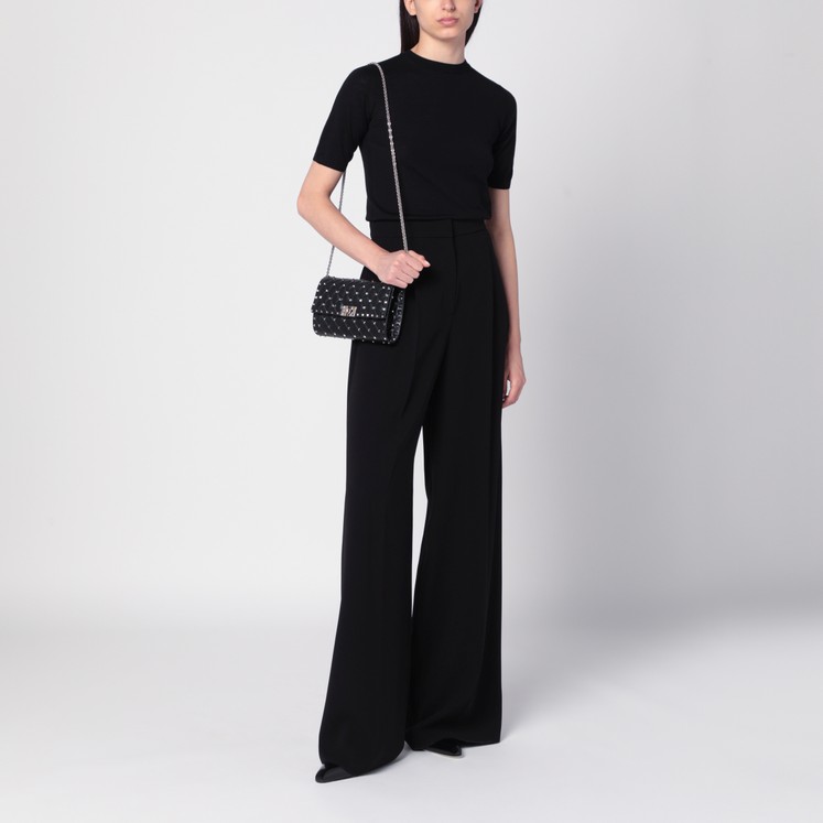 パンツ BALENCIAGA Black viscose palazzo pant (843495TSO17 1000) Women's Flared Pants in Black | Balenciaga US