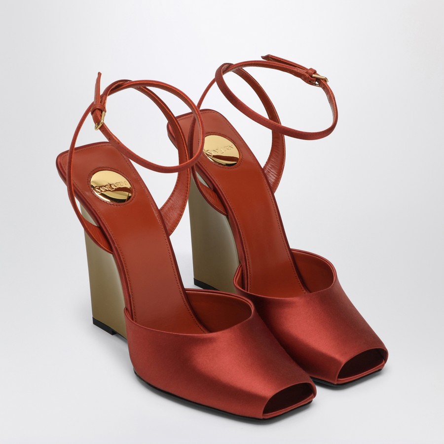 パンプス SAINT LAURENT ZEPPE LA SCANDALE IN SATIN RUST COLOR Saint Laurent Zeppe La Scandale in satin rust color | TheDoubleF