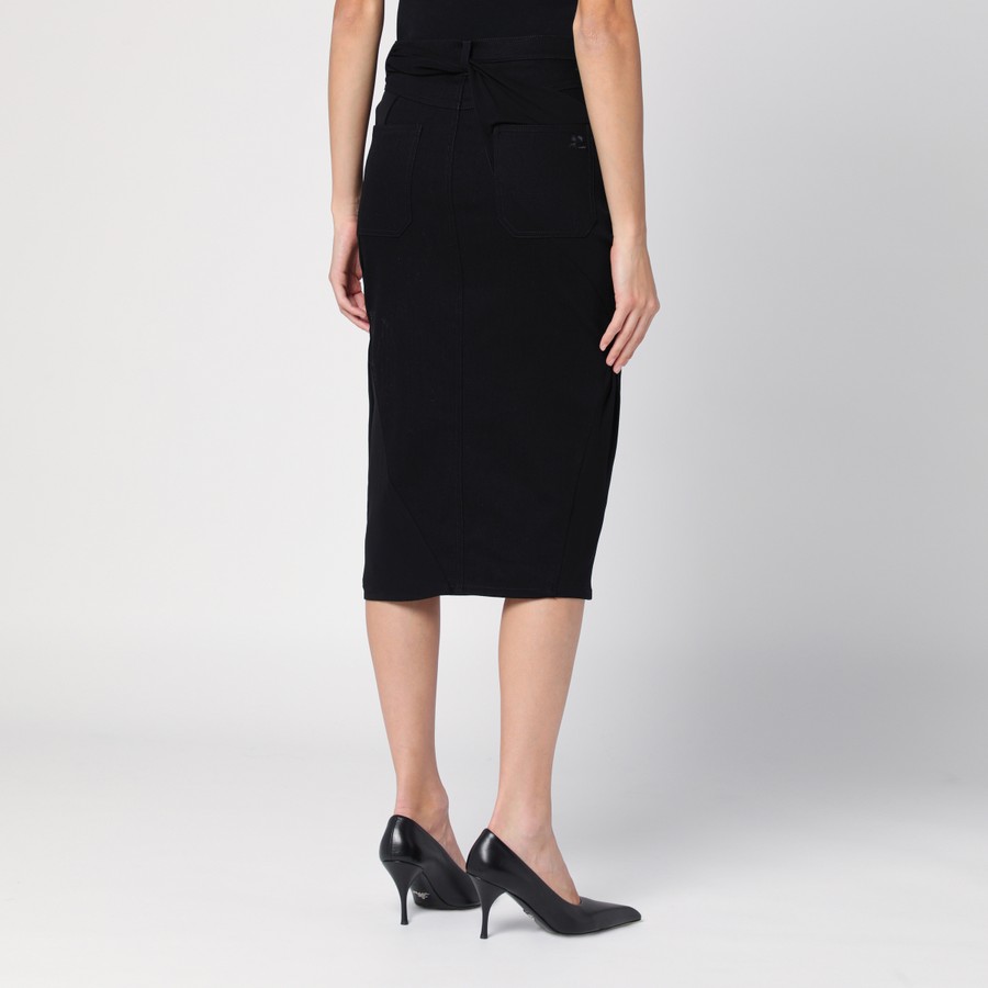 スカート COURREGES BLACK MIDI SKIRT WITH DRAPING Courrèges Black midi skirt with draping - Dresses & Skirts