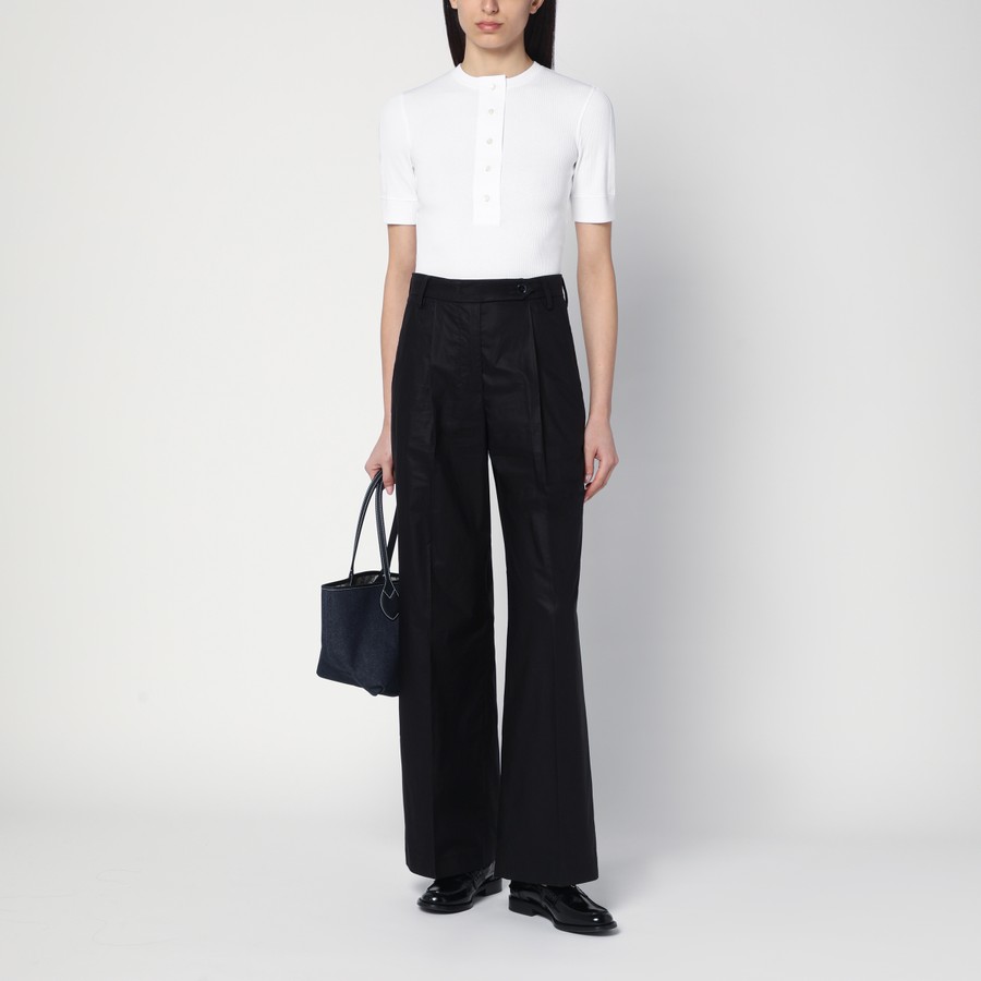 パンツ DEPARTMENT 5 Women Straight Pants DP0592TF0307 999 BLACK DEPARTMENT 5 Wide black cotton pants | TheDoubleF