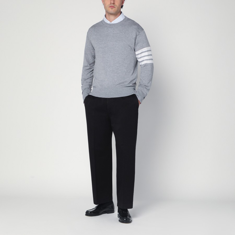 Thom Browne Light gray merino wool sweater | TheDoubleF